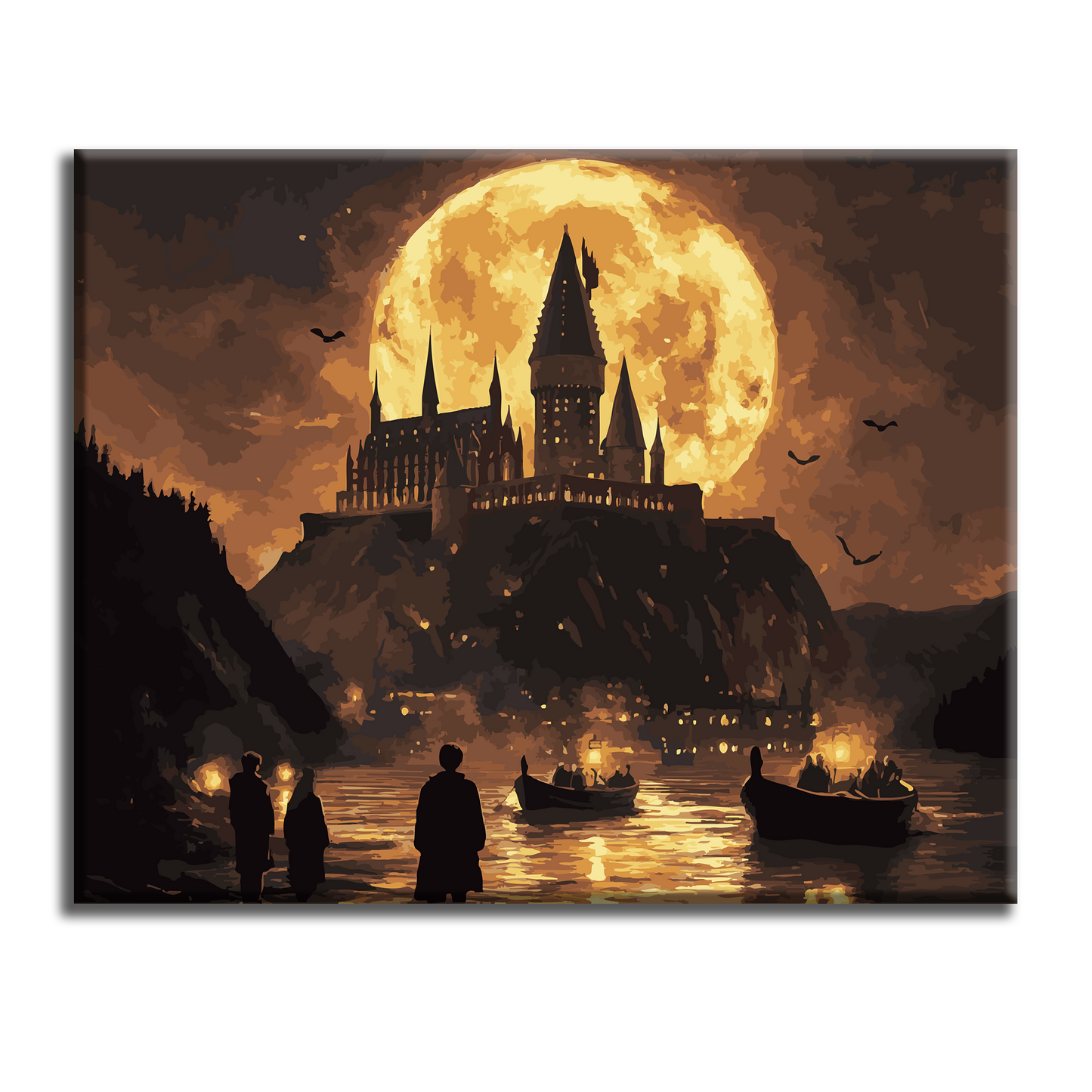Hogwarts & moon. Paint by numbers kit. Premium quality KitArt