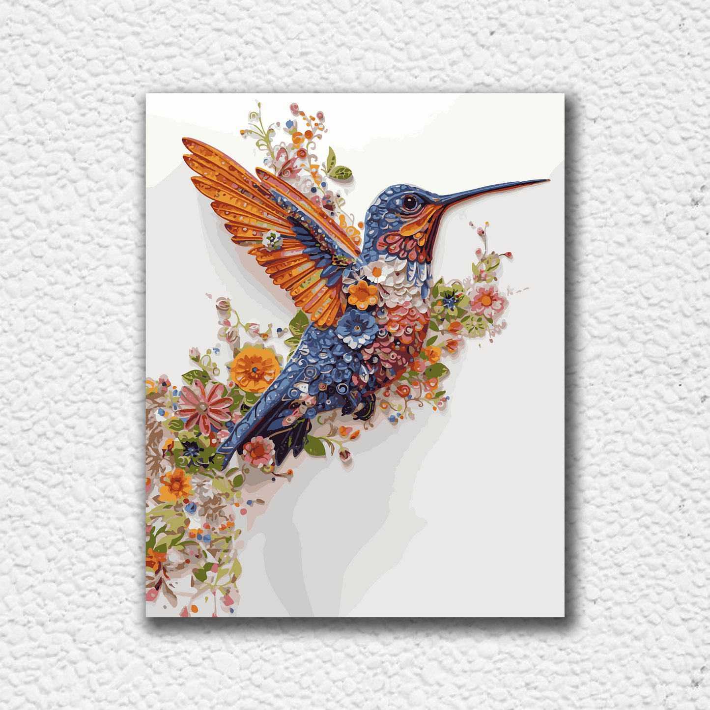 Floral Hummingbird. Paint by numbers kit. Premium quality KitArt