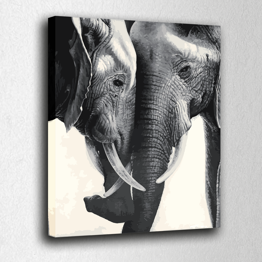 Gray Elephants. Paint by numbers kit. Premium quality KitArt