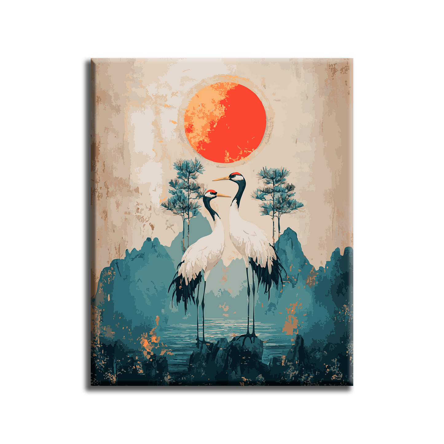 Pair of cranes. Paint by numbers kit. Premium quality KitArt