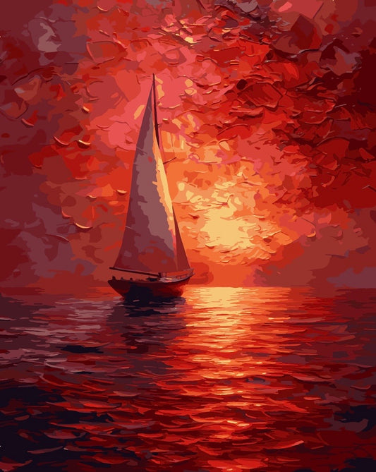 Sailboat in Reds