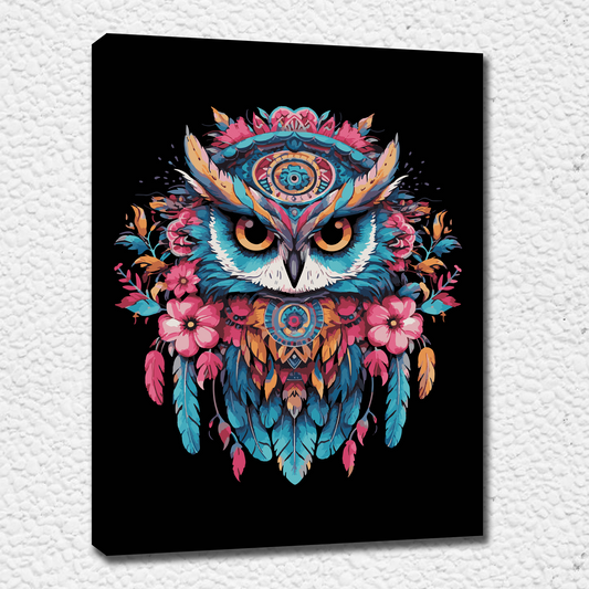 Black Owl. Paint by numbers kit. Premium quality KitArt