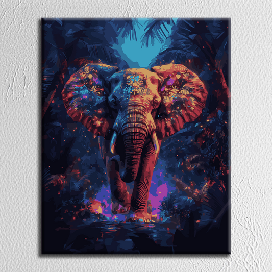 Neon Elephant. Paint by numbers kit. Premium quality KitArt