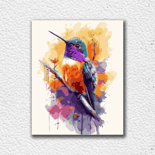 Colorful Hummingbird. Paint by numbers kit. Premium quality KitArt