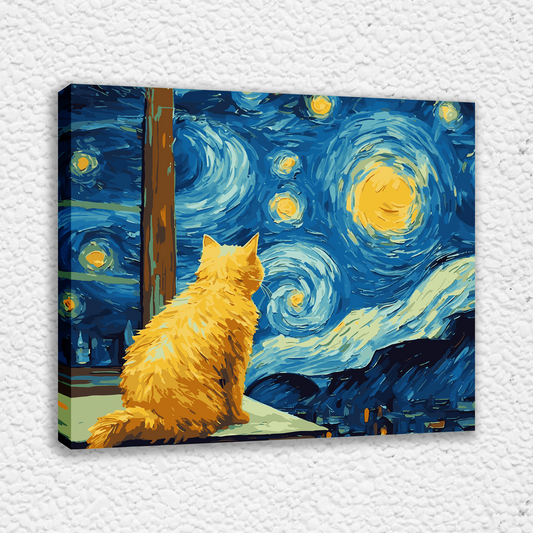 Starry Cat. Paint by numbers kit. Premium quality KitArt