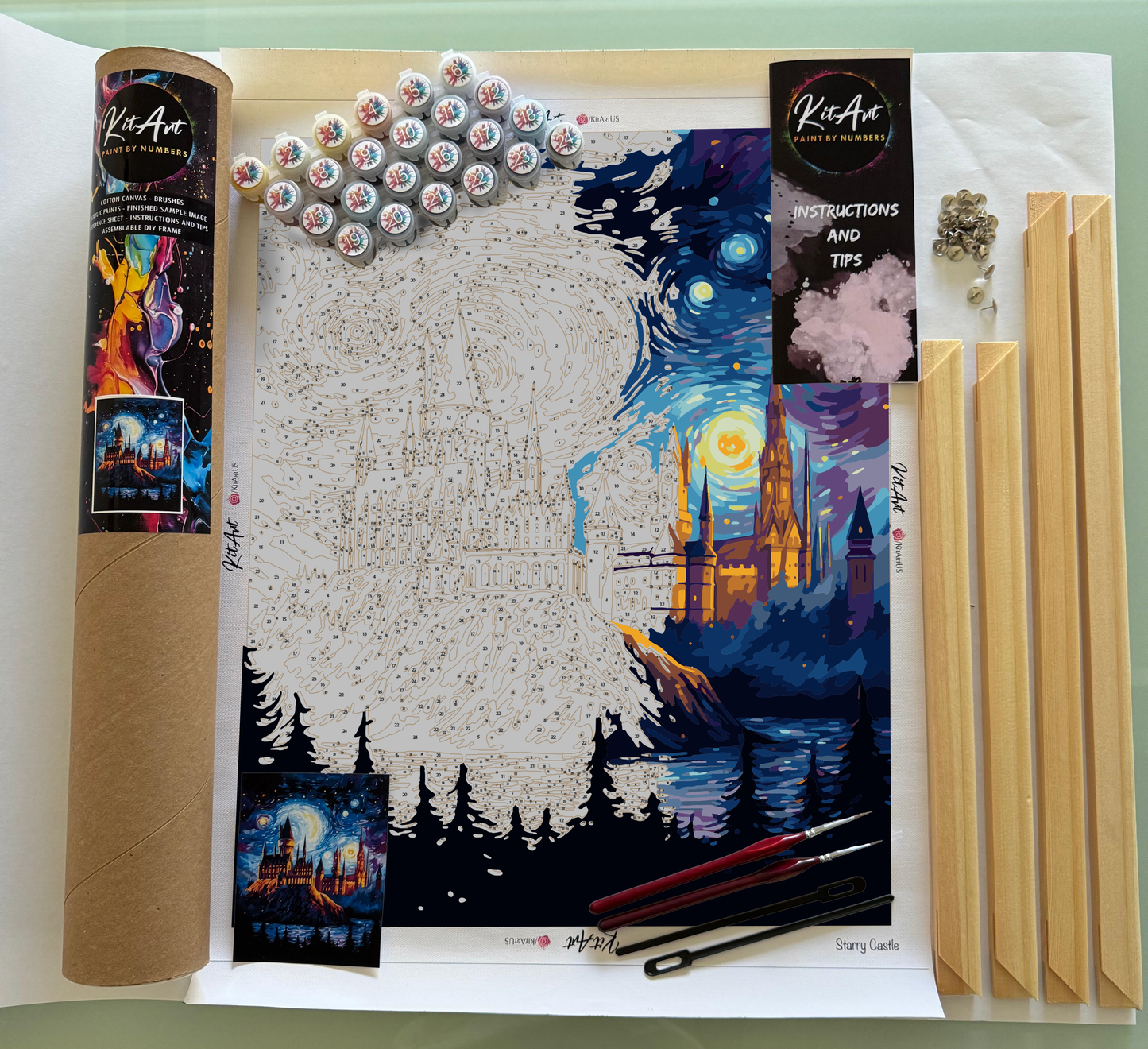 Starry Cat. Paint by numbers kit. Premium quality KitArt