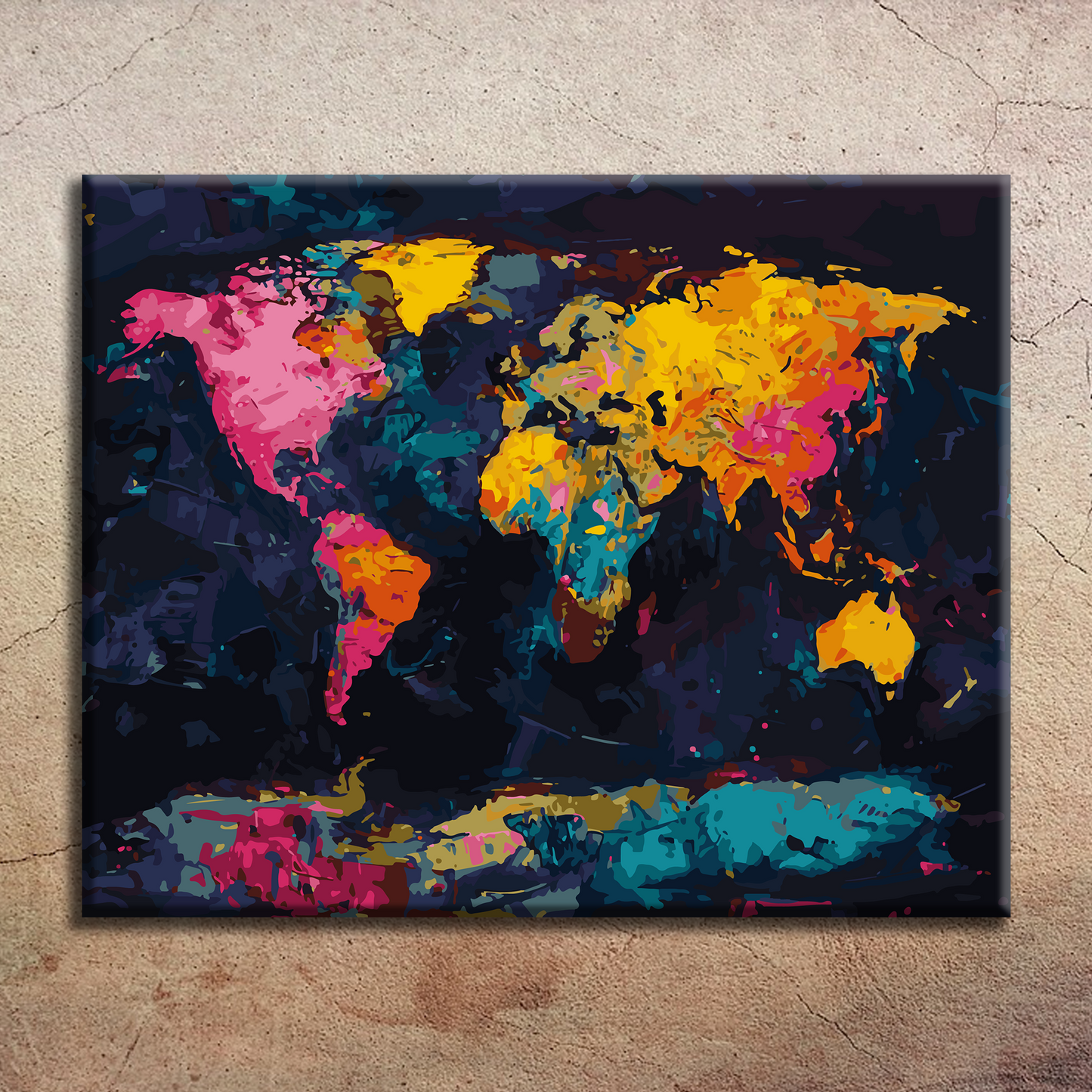 World Map. Paint by numbers kit. Premium quality KitArt