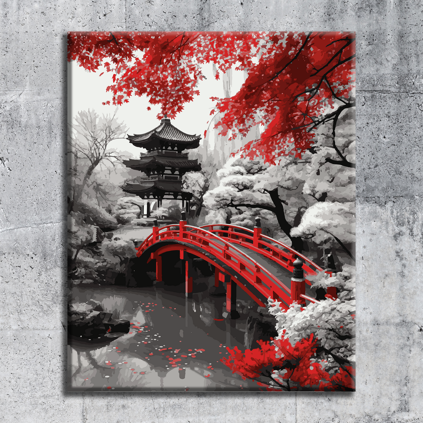 Japanese bridge. Paint by numbers kit. Premium quality KitArt