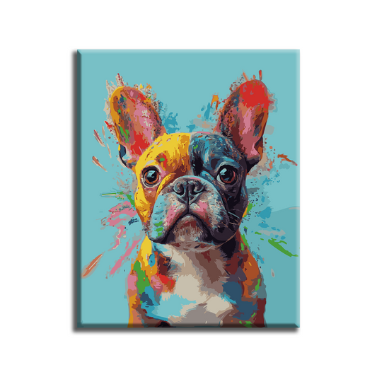 Colorful French Bulldog. Paint by numbers kit. Premium quality KitArt