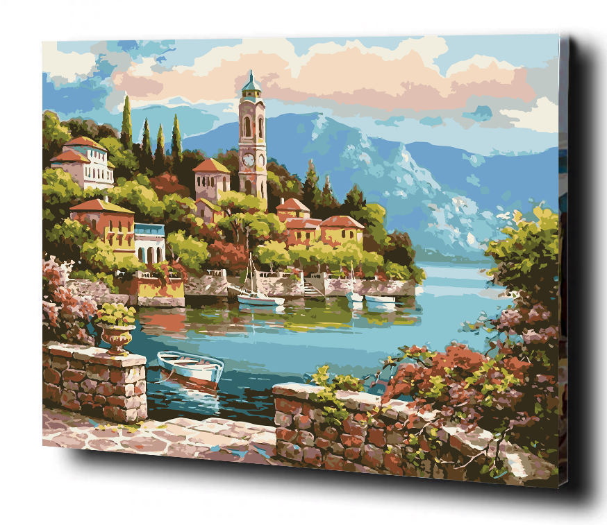 Mediterranean Coast. Paint by numbers kit. Premium quality KitArt