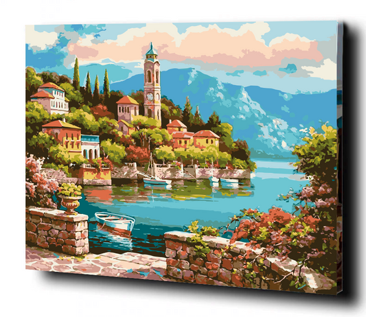 Mediterranean Coast. Paint by numbers kit. Premium quality KitArt